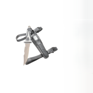 Couteau acier inoxydable 304SS Longueur 27 cm, lame 14 cm avec coupe fil et dent de scie, poignée en plastique et sangle de fixation. SPD