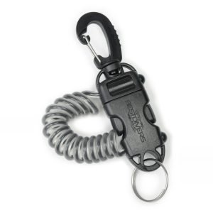 Clip extensible BESTDIVERS noir Vela, mousqueton inox 70 mm