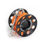 Moulinet technique BESTDIVERS résine acétate Ø31 - fil orange 30 m Ø1,5 mm noir