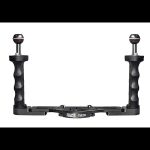 Platine double Supe réglable aluminium (302 à 356mm) avec boules 25mm Noir