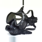 Masque facial intégral OTS Spectrum FFM, jupe noire / verre clair. Version CE avec embout buccal.