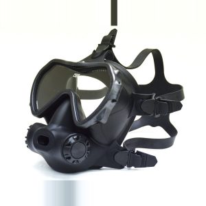 Masque facial intégral OTS Spectrum FFM, jupe noire / verre clair. Version CE avec embout buccal.